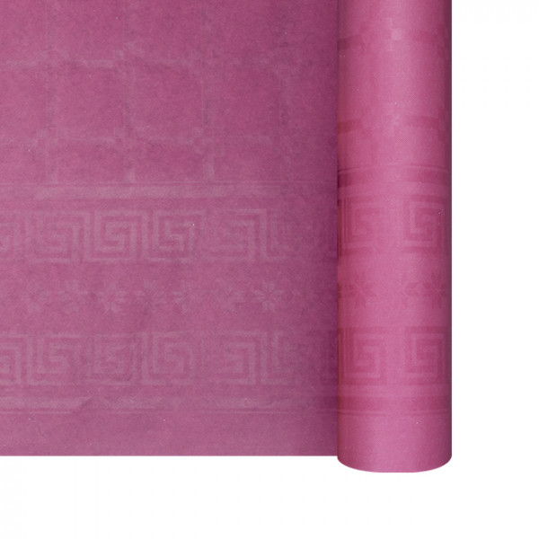 Nappe en papier damassé fuchsia en rouleau 1,18 x 25 m