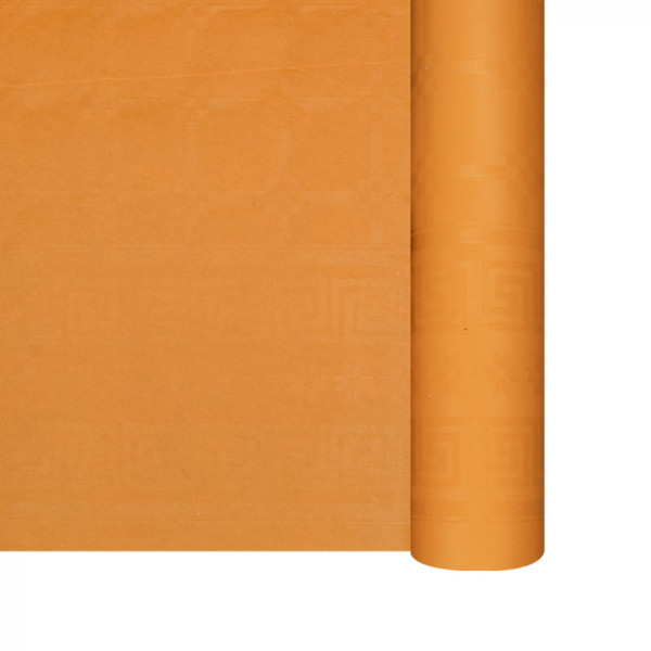 Nappe en papier damassé mandarine en rouleau 1,18 x 25 m
