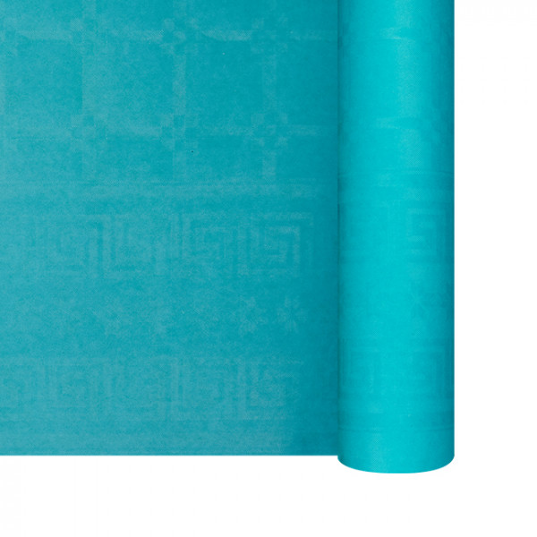 Nappe en papier damassé turquoise en rouleau 1,18 x 25 m