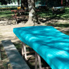 Nappe en papier bleu turquoise pour association