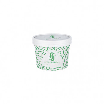 Pot à soupe personnalisé en carton avec couvercle 12 Oz - Impression jusqu'à 4 couleurs