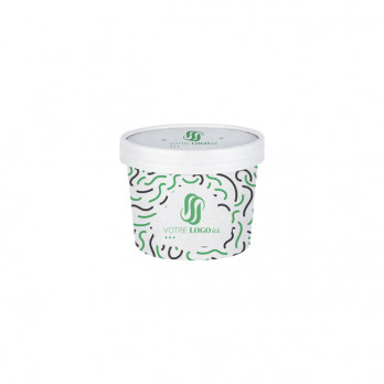 Pot à soupe personnalisé en carton avec couvercle 12 Oz - Impression jusqu'à 4 couleurs