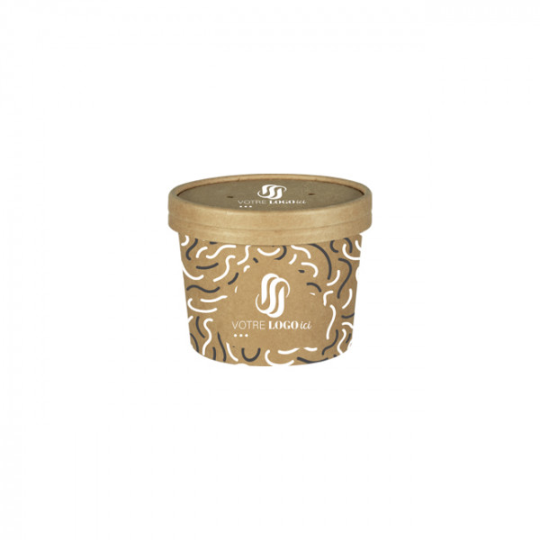 Pot à soupe personnalisé en carton avec couvercle 12 Oz - Impression jusqu'à 4 couleurs