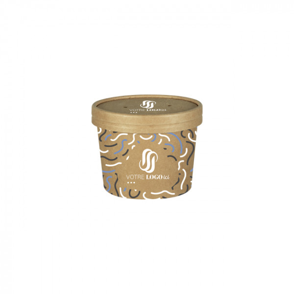 Pot à soupe personnalisé en carton avec couvercle 12 Oz - Impression jusqu'à 4 couleurs