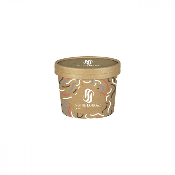 Pot à soupe personnalisé en carton avec couvercle 12 Oz - Impression jusqu'à 4 couleurs