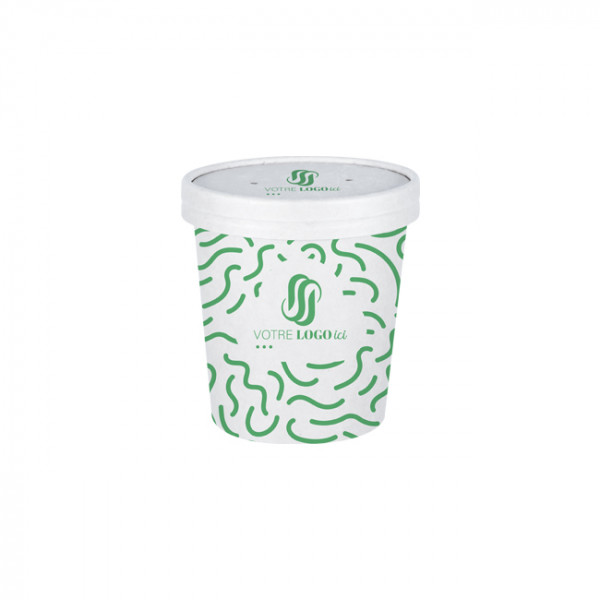 Pot à soupe personnalisé en carton avec couvercle 16 Oz - Impression jusqu'à 4 couleurs