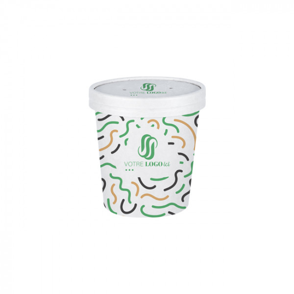 Pot à soupe personnalisé en carton avec couvercle 16 Oz - Impression jusqu'à 4 couleurs