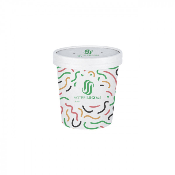 Pot à soupe personnalisé en carton avec couvercle 16 Oz - Impression jusqu'à 4 couleurs