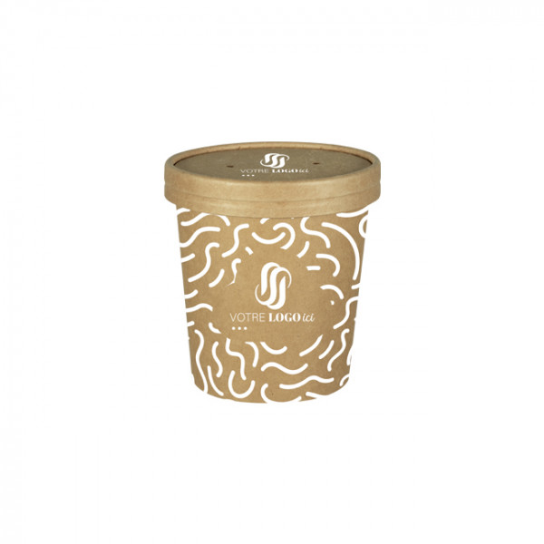 Pot à soupe personnalisé en carton avec couvercle 16 Oz - Impression jusqu'à 4 couleurs