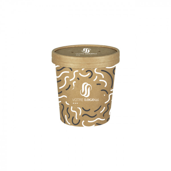 Pot à soupe personnalisé en carton avec couvercle 16 Oz - Impression jusqu'à 4 couleurs