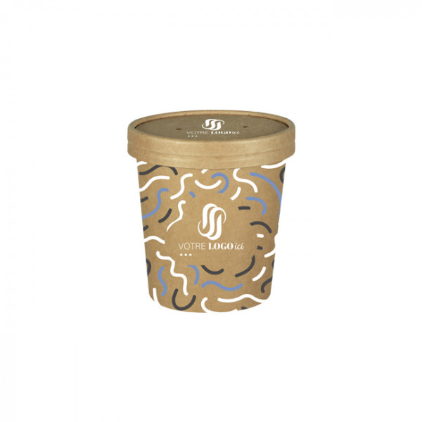 Pot à soupe personnalisé en carton avec couvercle 16 Oz - Impression jusqu'à 4 couleurs