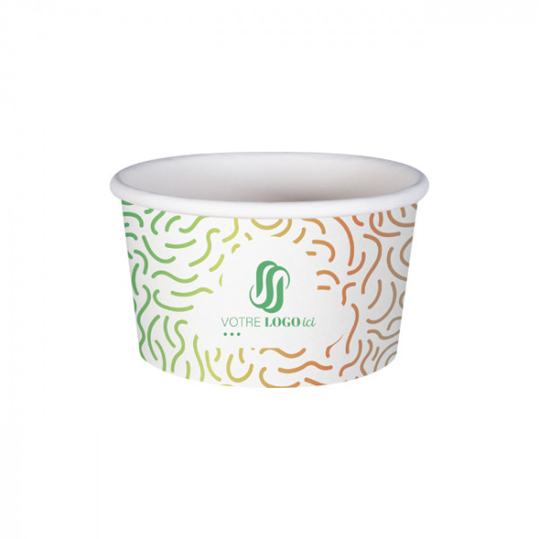 Pot à glace 8 Oz 100% carton 0% plastique personnalisé - Impression digitale couleurs illimitées