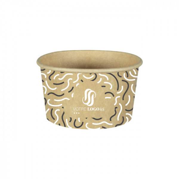 Pot à glace 8 Oz en carton personnalisé - Impression jusqu'à 4 couleurs