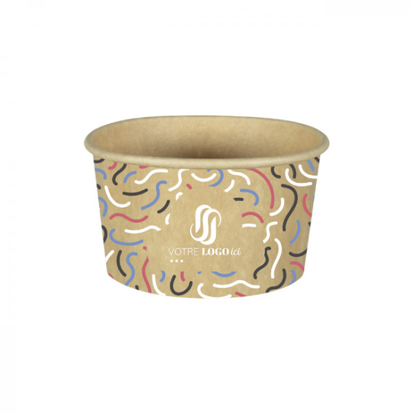 Pot à glace 8 Oz en carton personnalisé - Impression jusqu'à 4 couleurs