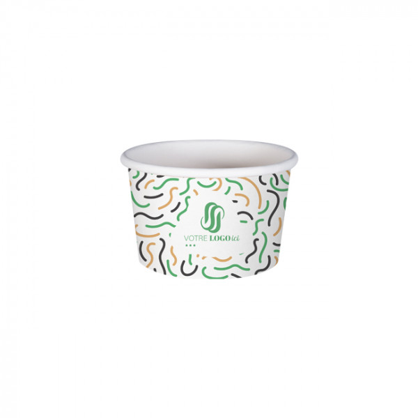 Pot à glace 4 Oz 100% carton 0% plastique personnalisé - Impression jusqu'à 4 couleurs