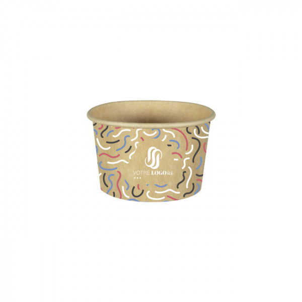 Pot à glace 4 Oz 100% carton 0% plastique personnalisé - Impression jusqu'à 4 couleurs