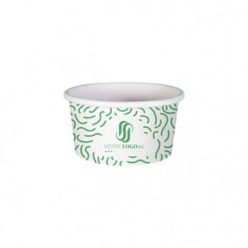 Pot à glace 6 Oz 100% carton 0% plastique personnalisé - Impression jusqu'à 4 couleurs