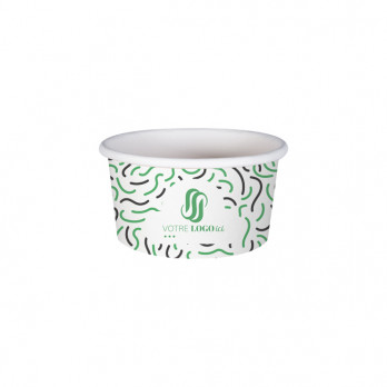 Pot à glace 6 Oz 100% carton 0% plastique personnalisé - Impression jusqu'à 4 couleurs