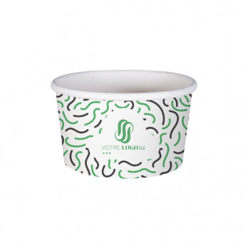 Pot à glace 8 Oz 100% carton 0% plastique personnalisé - Impression jusqu'à 4 couleurs