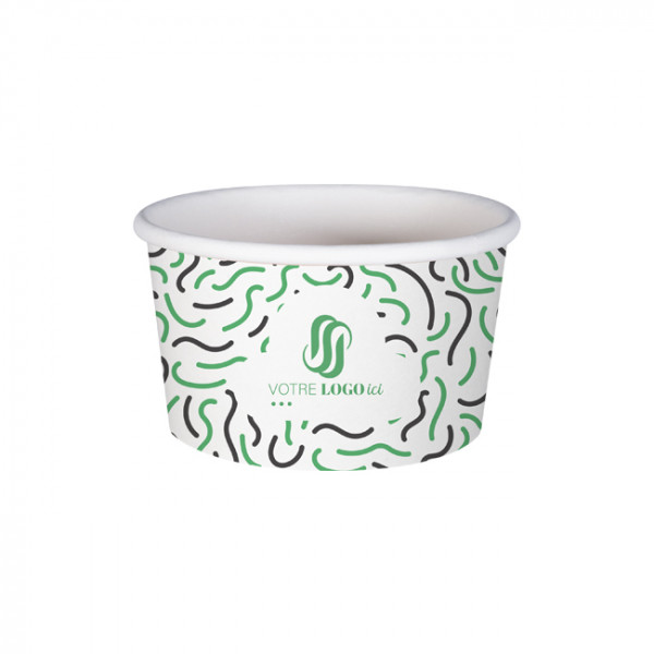 Pot à glace 8 Oz 100% carton 0% plastique personnalisé - Impression jusqu'à 4 couleurs