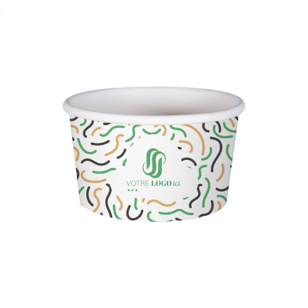 Pot à glace 8 Oz 100% carton 0% plastique personnalisé - Impression jusqu'à 4 couleurs