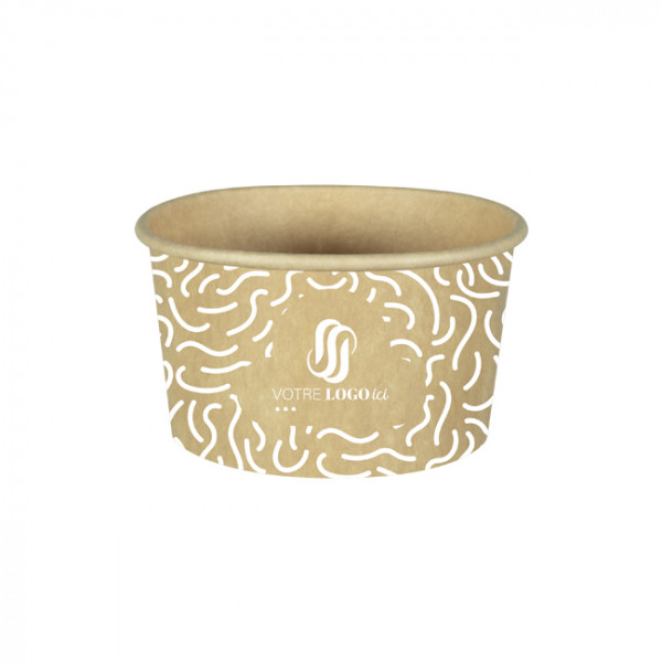 Pot à glace 8 Oz 100% carton 0% plastique personnalisé - Impression jusqu'à 4 couleurs