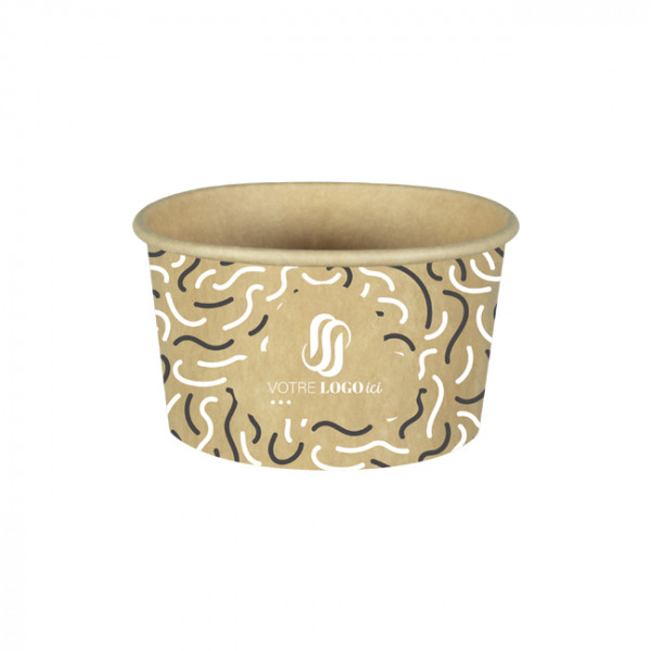 Pot à glace 8 Oz 100% carton 0% plastique personnalisé - Impression jusqu'à 4 couleurs