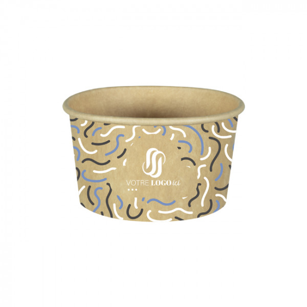 Pot à glace 8 Oz 100% carton 0% plastique personnalisé - Impression jusqu'à 4 couleurs