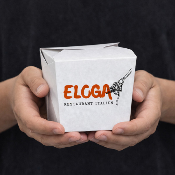 Pots à pâtes en carton blanc personnalisés avec des couleurs