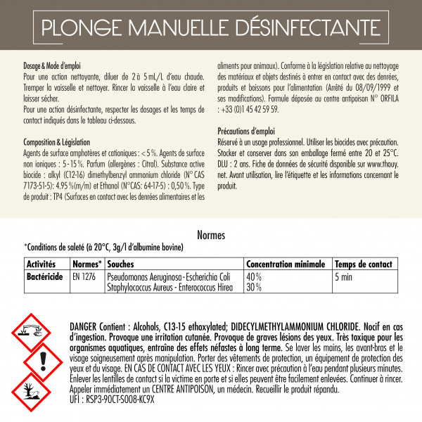 plonge manuelle désinfectante 5 kg Thouy B30004