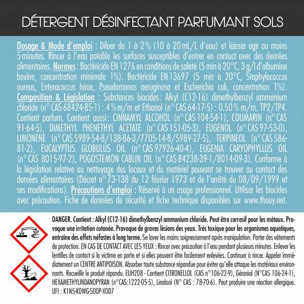 Détergent désinfectant sols Fleur de coton 2L - Thouy