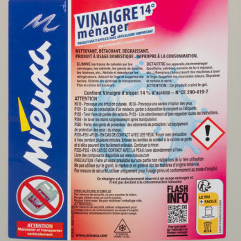 Vinaigre d'alcool cristal ménager 14° 5 L