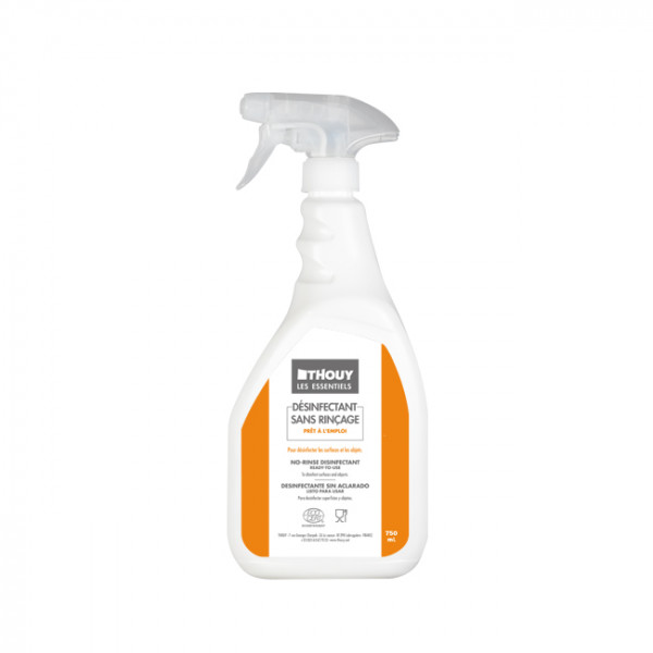 Détergent désinfectant sans rinçage Ecocert 750 mL - PAE - LES ESSENTIELS