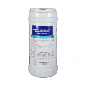 Lingettes bleues désinfectantes virucides mains et surfaces sans rinçage - Boîte de 200
