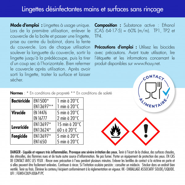 Etiquette lingettes professionnelles désinfectantes