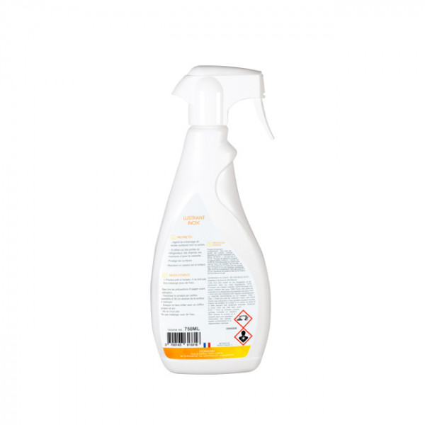 Nettoyant inox 750 mL et produits vaisselle. Rinçage professionnel liquide 5L.
