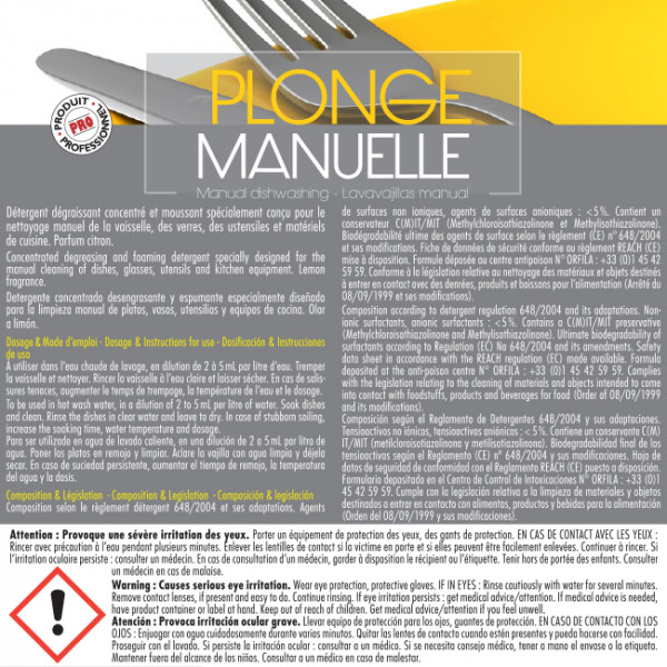 Plonge à la main et lavage de vaisselle concentrés.