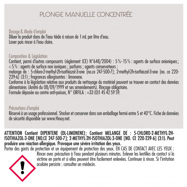 plonge manuelle concentrée 5 L Thouy B30003T
