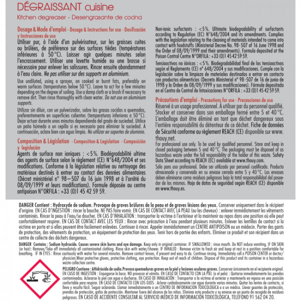 Dégraissant cuisine 5L - puissant et efficace - dégraissants et désinfectants - pastilles 3 en 1 - liquide dégraissant surpuissant 5L pour cuisine.