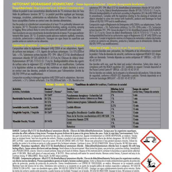 Nettoyant dégraissant désinfectant virucide Thouy 5 L