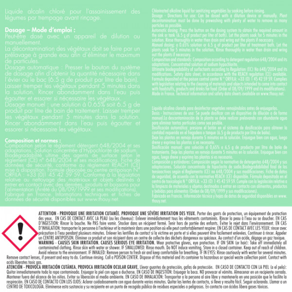 rincage assainissant chlore fruits légumes Thouy 5L B80002