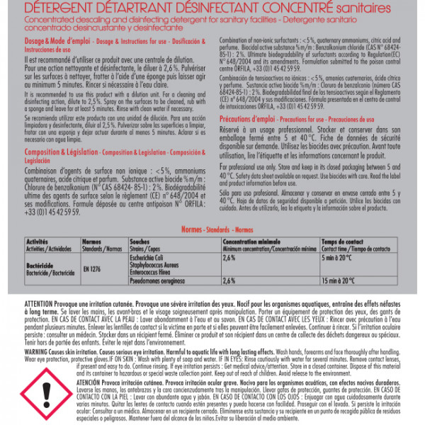 detergent detartrant desinfectant concentre sanitaires B40001 2 detergent detartrant desinfectant concentre sanitaires 5 l detergent detartrant desinfectant concentre sanitaires B40001 1