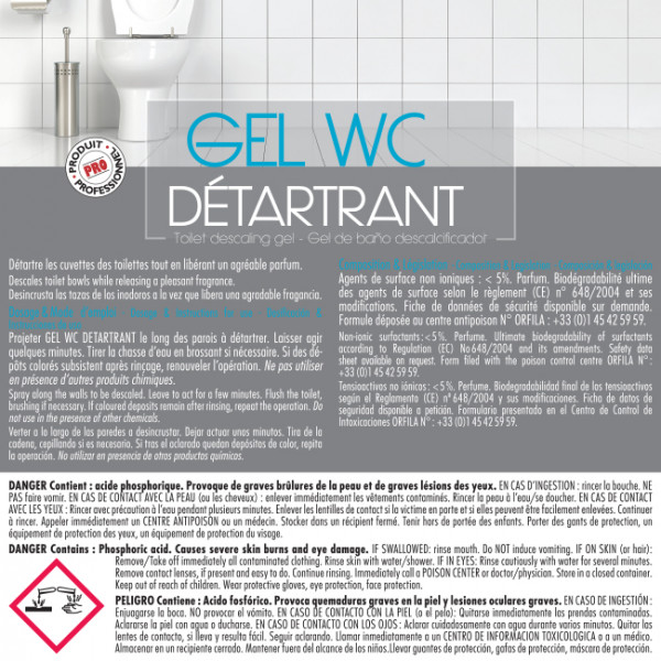Détartrant virucide 5L pour sanitaires et détergents détartrants.