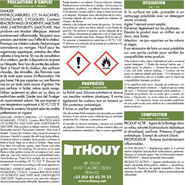 aerosol polish sans silicone matière plastique 750 ml B50006 image