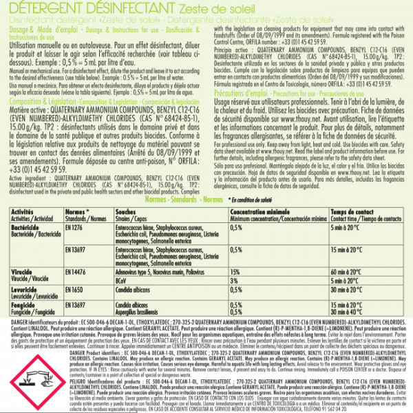 

Détergent désinfectant virucide Zeste de soleil 5L - Thouy
