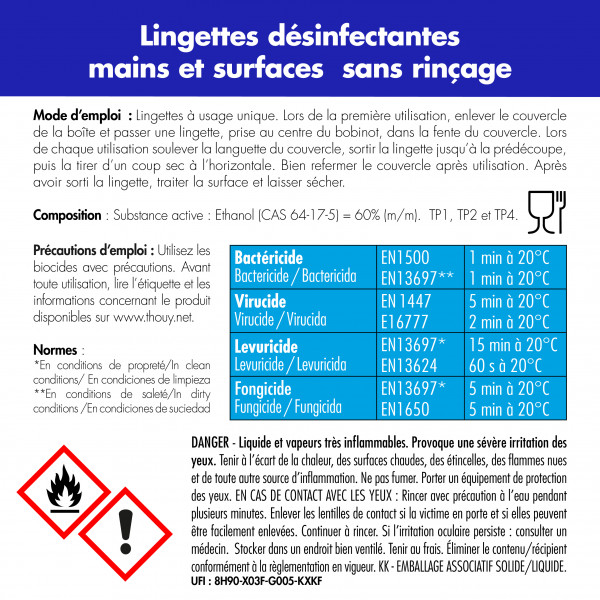Boîte de lingettes nettoyantes et désinfectantes