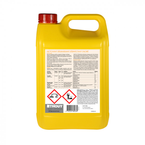 Nettoyant dégraissant désinfectant alimentaire chloré 5 L