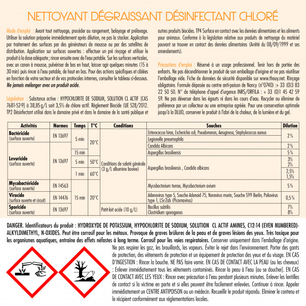 Dégraissant chloré alimentaire en bidon de 5 L