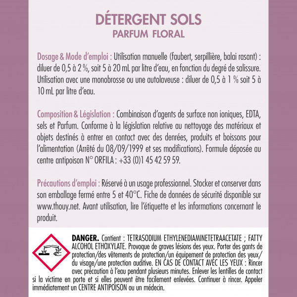 Mode d'emploi Détergent sols Floral 5 L