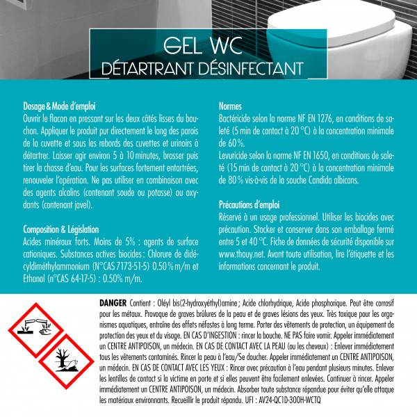 Gel WC écologique 750 mL - Nettoyants WC. Désinfectant sols citron vert 20 mL.